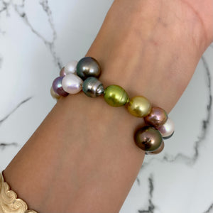 Rainbow Coil Pearl Bracelet