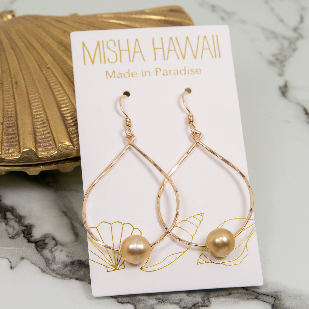 Mini Golden Pearl Teardrop Earrings