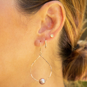 Mini Pink Pearl Teardrop Earrings