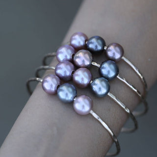 Paisley multicolor pearl bangle in Gold made in Hawaii on wrist
