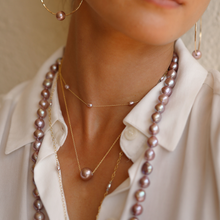 Load image into Gallery viewer, Floating Pink Pearl Necklace 14kt Gold