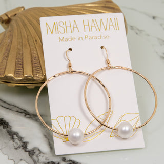 Isla White Pearl Hoop Earrings